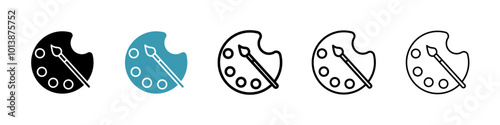 Palette vector icon set in black and blue colors.