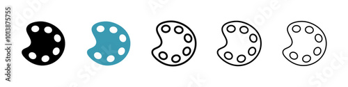 Palette vector icon set in black and blue colors.