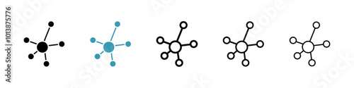 Particle vector icon set in black and blue colors.