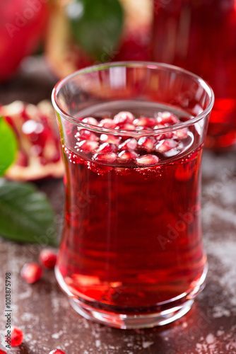 Pomegranate drink with sparkling water