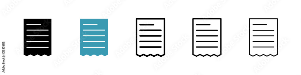 Receipt vector icon set in black and blue colors. Receipt vector icon set in black and blue colors.
