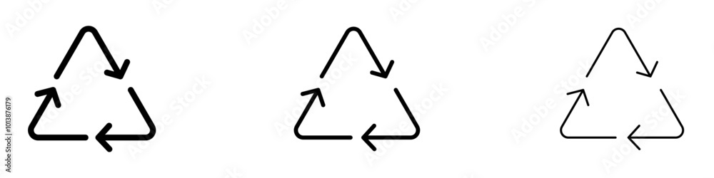 Reuse vector icon set in black and blue colors. Reuse vector icon set in black and blue colors.