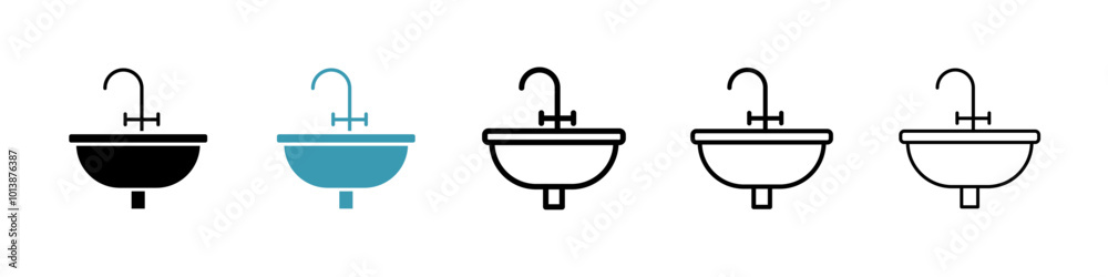 Sink vector icon set in black and blue colors. Sink vector icon set in black and blue colors.