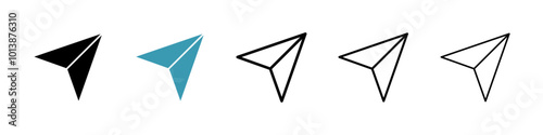 Send vector icon set in black and blue colors.