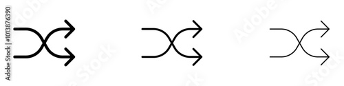 Shuffle vector icon set in black and blue colors.