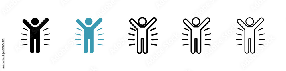 Success vector icon set in black and blue colors. Success vector icon set in black and blue colors.