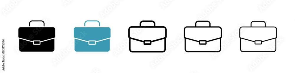 Suitcase vector icon set in black and blue colors. Suitcase vector icon set in black and blue colors.