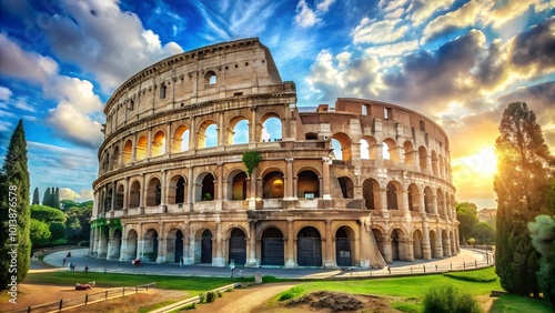 Stunning Capture of the Colosseum in Rome, Italy - A Must-See Tourist Attraction