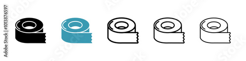 Tape vector icon set in black and blue colors.