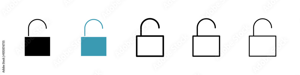 Unblocked vector icon set in black and blue colors.
