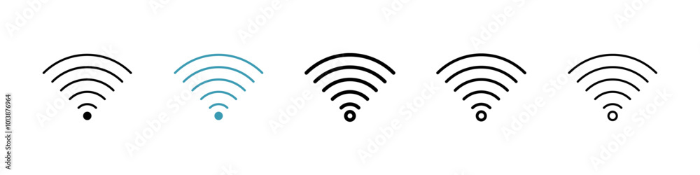 Wifi vector icon set in black and blue colors. Wifi vector icon set in black and blue colors.
