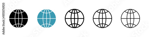 Website vector icon set in black and blue colors.