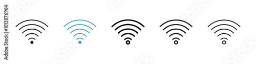 Wifi vector icon set in black and blue colors.