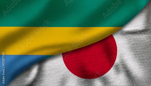 日本の国旗とガボンの国旗(Japan flag & Gabon flag.)
 photo