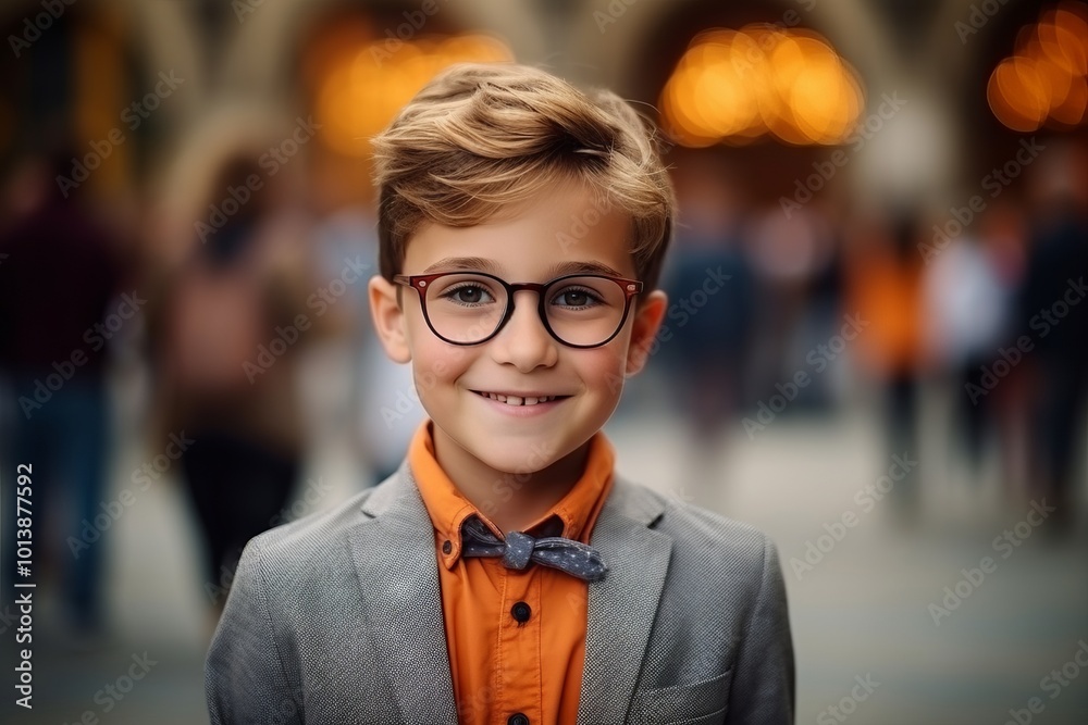 Portrait of a cute little boy wearing glasses and a bow tie Portrait of a cute little boy wearing glasses and a bow tie
