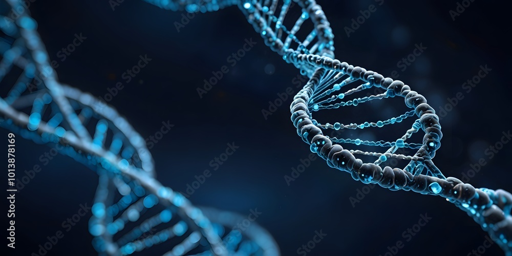 DNA Double Helix with Glowing Strands in a Futuristic Scientific Illustration of Genetic Research and Biotechnology DNA Double Helix with Glowing Strands in a Futuristic Scientific Illustration of Genetic Research and Biotechnology