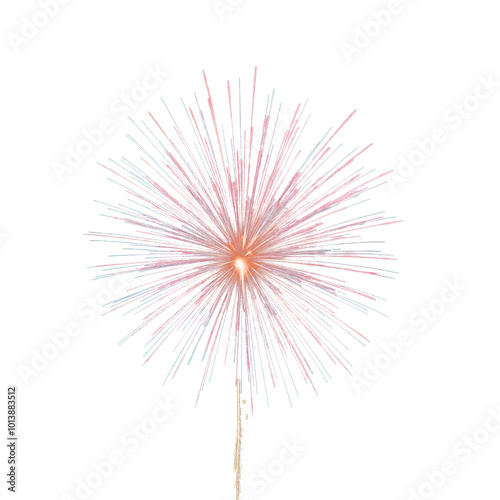 Vibrant firework explosion captured in full bloom against a transparent background. Ideal for festive designs, holiday celebrations, and event decorations.

