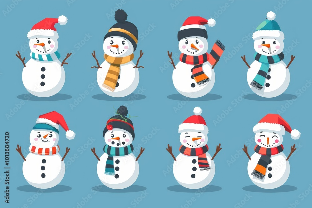 Christmas Snowman Characters Vector Design Christmas Snowman Characters Vector Design