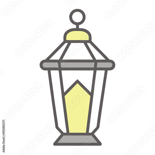 3D Lantern Line Art Vector Illustration.