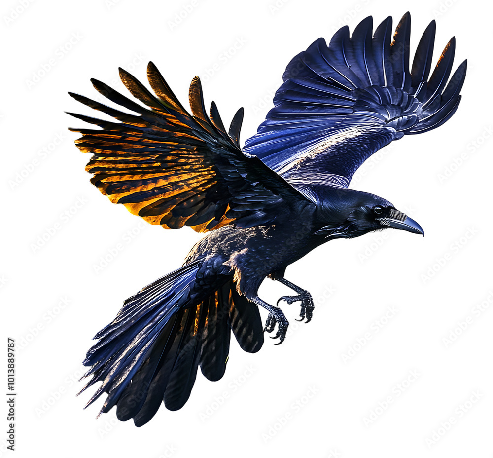 Naklejka premium PNG Majestic black raven in flight