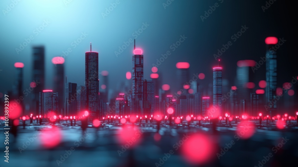 A digital cityscape with flashing red lights representing a cyber attack, juxtaposed with a security team working diligently to defend against the attack. A digital cityscape with flashing red lights representing a cyber attack, juxtaposed with a security team working diligently to defend against the attack.