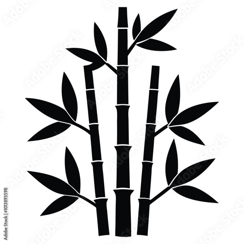 bamboo and leaves silhouette vector