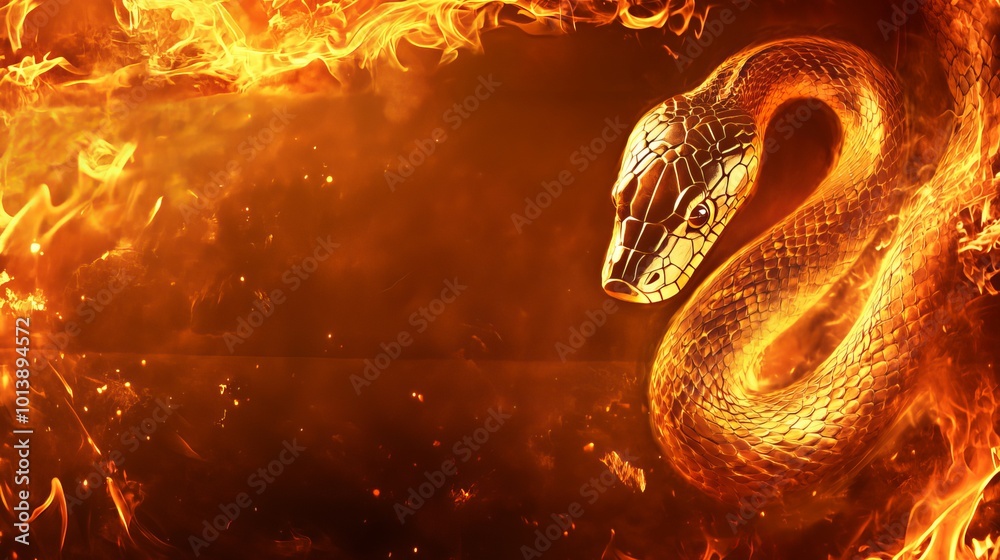 Fiery Serpent: A captivating image of a snake enshrouded in a mesmerizing inferno, symbolizing power, transformation, and the untamed forces of nature. Fiery Serpent: A captivating image of a snake enshrouded in a mesmerizing inferno, symbolizing power, transformation, and the untamed forces of nature.