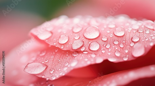 A rose petal, glistening with dew drops, reflecting the beauty and fragrance of the flower it once adorned. photo