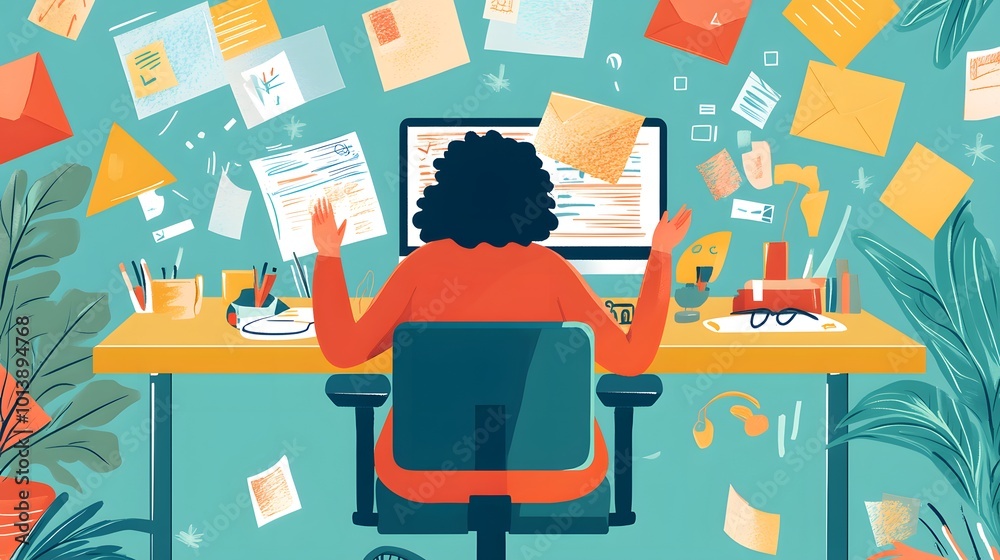 Inclusive image of a person using assistive technology to read and respond to emails, showcasing accessibility in communication Inclusive image of a person using assistive technology to read and respond to emails, showcasing accessibility in communication
