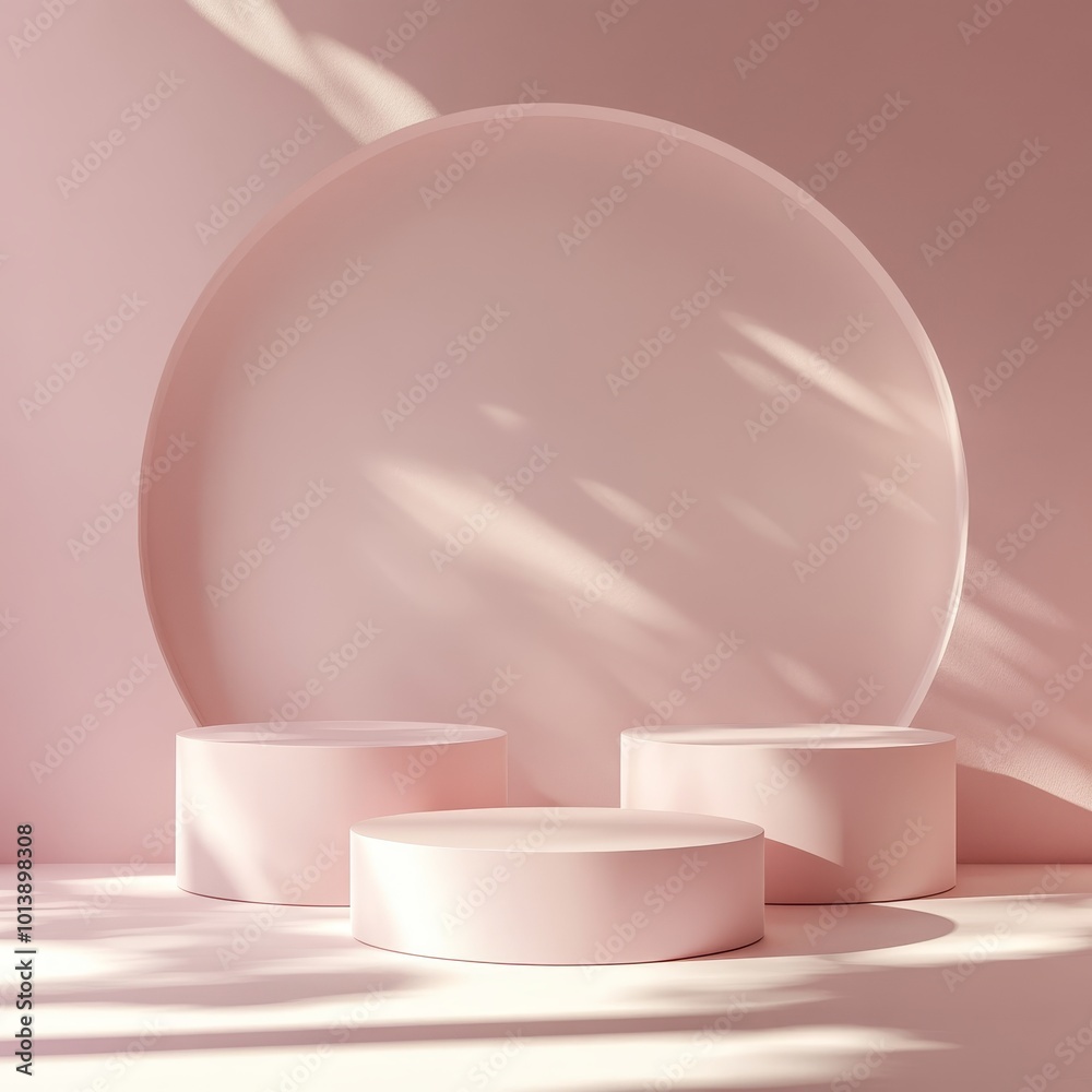 3d render of abstract minimal geometric forms. Glossy pink podium for your design. 3d render of abstract minimal geometric forms. Glossy pink podium for your design.