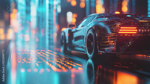 automotive technology, vibrant digital patterns