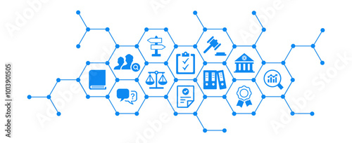 Compliance icon concept: corporate mission ,compliance policy , ethical management values connected icons , vector illustration.