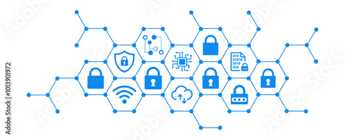 security concept safe network IT security blockchain vector illustration