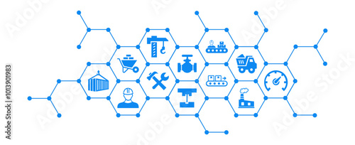 industry icon concept engineering, manufacturing and construction industry vector illustration