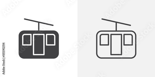 Cable car icon flat and simple set design