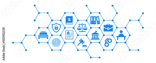 law and justice icon concept: legal practice, court representation, law office vector illustration