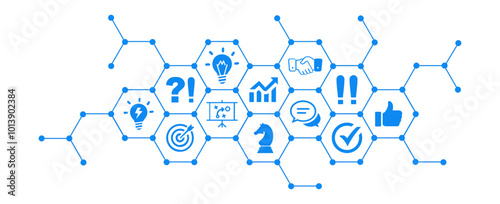 strategy planning brainstorming vector illustration with best icons and white background