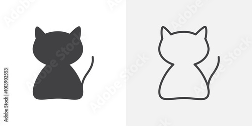 Cat icon flat and simple set design
