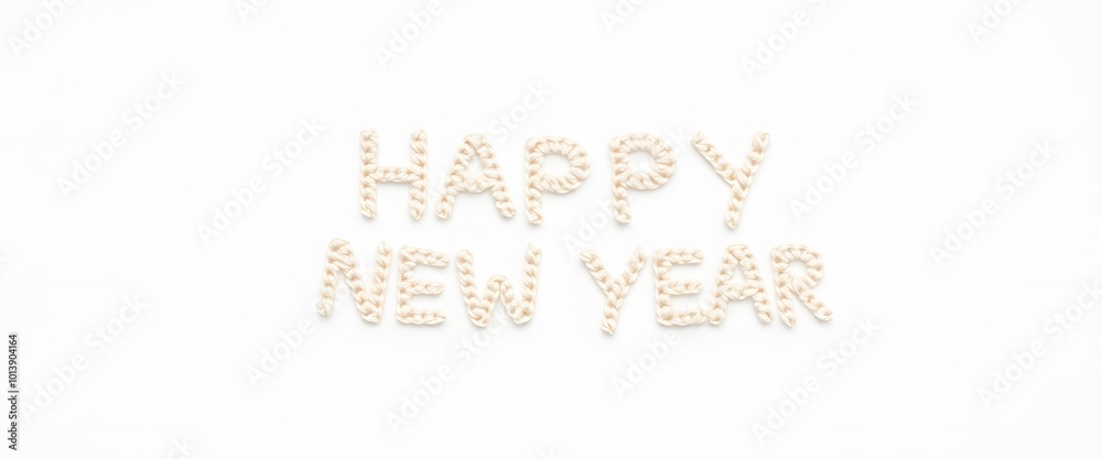 Naklejka premium knitted happy new year letters clean white background