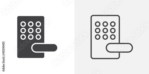 Electronic lock icon flat and simple set design