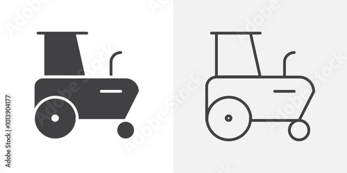 Farming tractor icon flat and simple set design