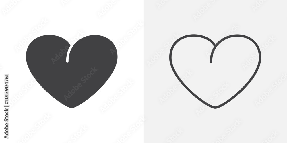 Heart icon flat and simple set design Heart icon flat and simple set design
