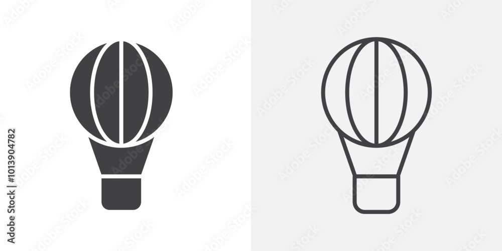 Fototapeta premium Hot air balloon icon flat and simple set design