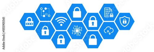 security concept safe network IT security blockchain vector illustration