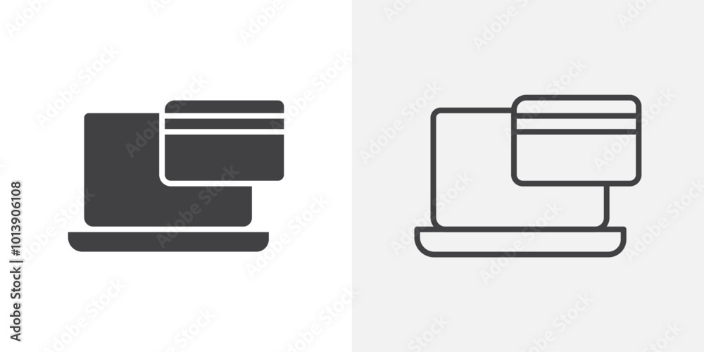 Online payment icon flat and simple set design Online payment icon flat and simple set design