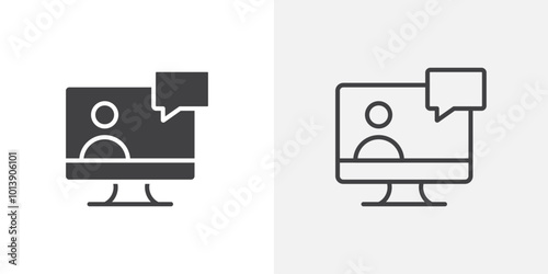 Online classes icon flat and simple set design