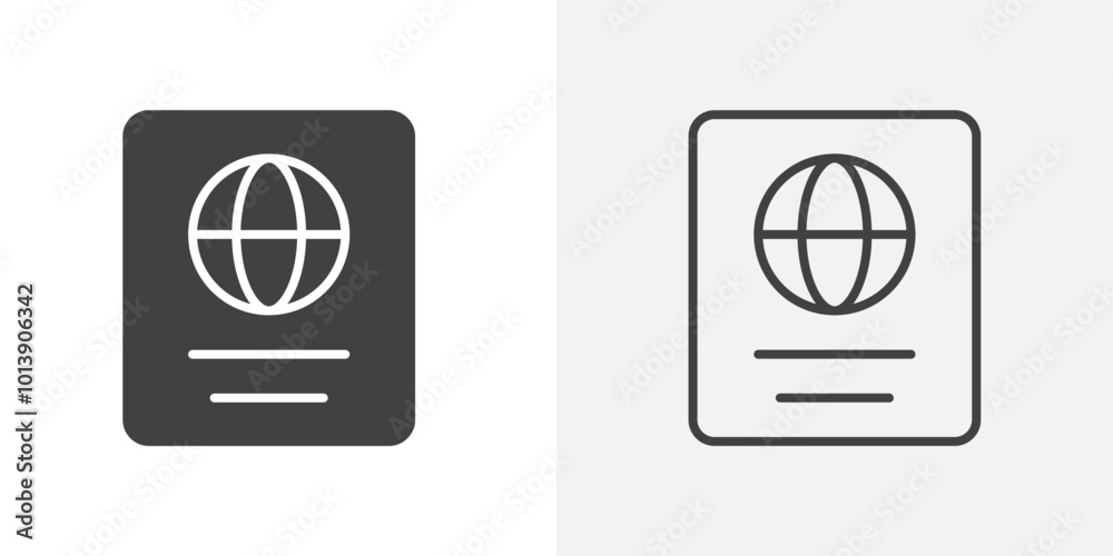 Passport icon flat and simple set design Passport icon flat and simple set design