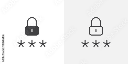 Password locked icon flat and simple set design