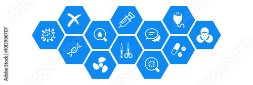 Cancer treatment , cancer diagnosis icon concept – chemotherapy, surgery, radiation therapy, blood testing: vector illustration