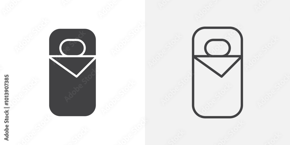 Sleeping bag icon flat and simple set design Sleeping bag icon flat and simple set design